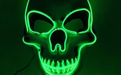 LED maska na obličej SKULL – zelená