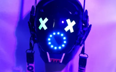 Svítící LED Přilba – Cyberpunk 4000 RAVE Helma na hlavu