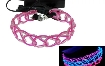 LED svítící náhrdelník blikající – Růžovo modrý