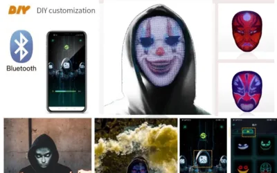 LED svítící maska na celý obličej – nastavitelné animace přes app v smartphone