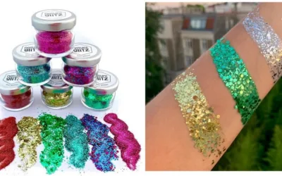 Třpytivý prach na tělo – glitrové lesklé ozdoby na obličej a vlasy – Glitter 6x 10g MIX RAINBOW