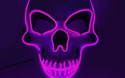 LED kukla na obličej SKULL – fialová