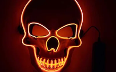 LED blikající maska na obličej SKULL – červená