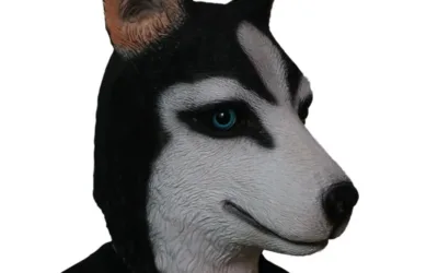 Pes Husky – silikonová maska na obličej a hlavu pro děti i dospělé